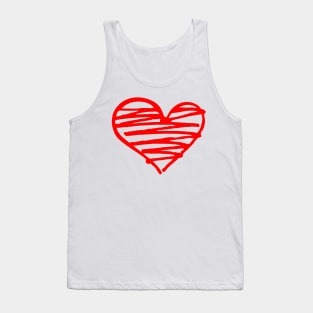 Doodle Red Heart. Love Symbol Tank Top